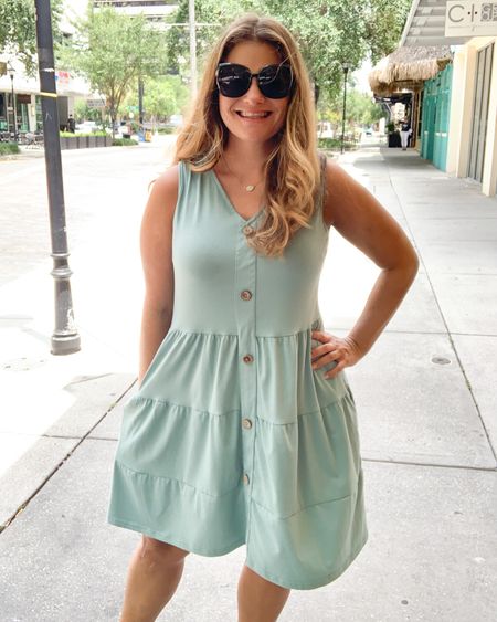Amazon LIGHTNING DEAL + a coupon to click on this follower favorite dress! I wear this one with a denim jacket in the spring and then it transitions well to summer. Fits TTS in a large and the buttons are decorative so no gaps. Spring dress // casual spring outfit // size 12 outfit // midi size outfit 

#LTKunder50 #LTKcurves #LTKsalealert
