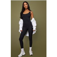 Tall Black Rib Double Strap Jumpsuit | PrettyLittleThing CAN
