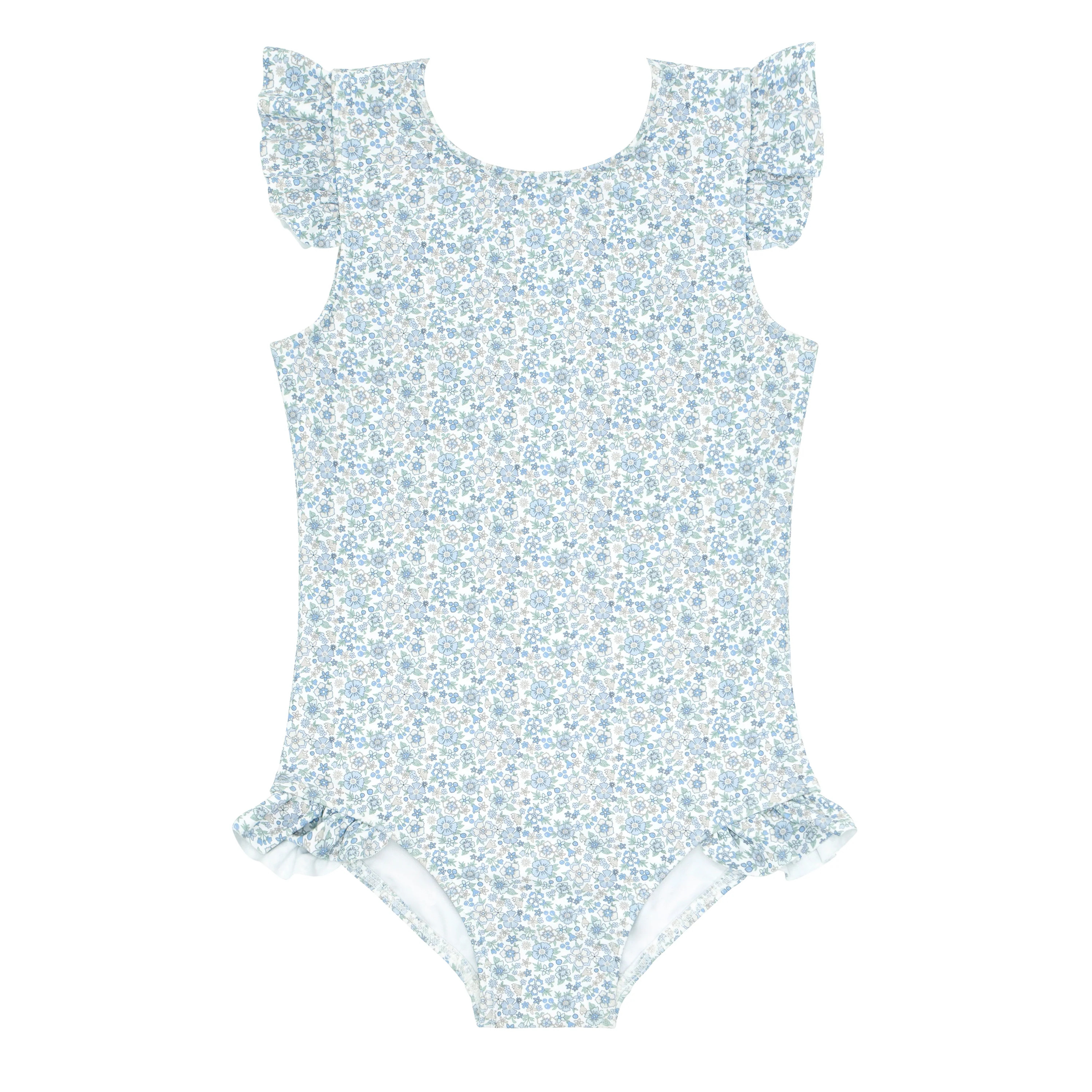girls slate floral ruffle sleeve rashguard one piece | minnow