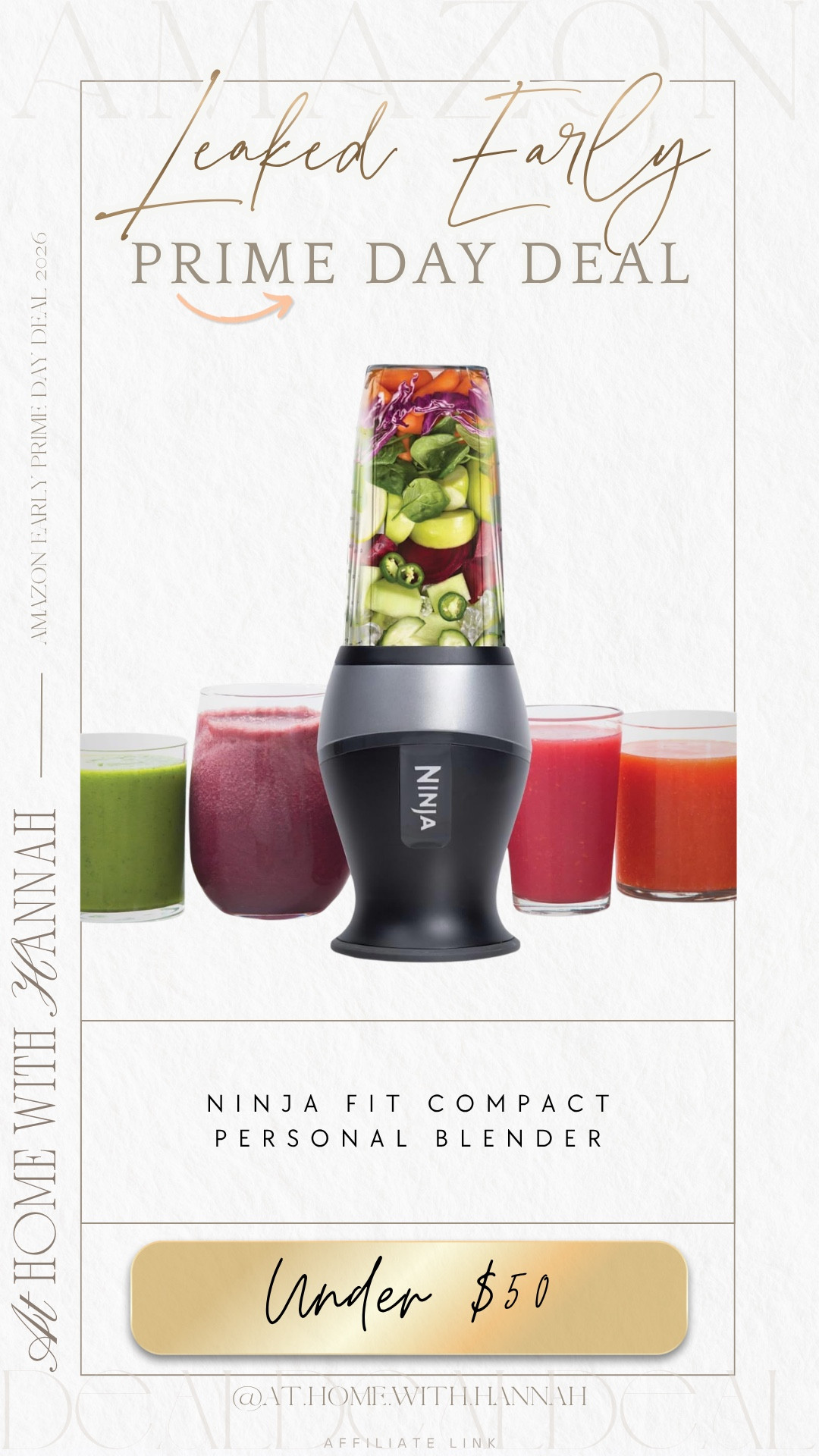 Early Prime Day deal • Ninja personal blender • smoothie blender under $50 • Father’s Day Gift Idea

This Ninja personal blender is an early Prime Day deal under $50, and it’s one of those useful kitchen finds that makes so much sense for summer 🤍

It’s compact, easy to keep on the counter, and perfect for quick smoothies, protein shakes, frozen drinks, breakfast drinks, and grab-and-go mornings without needing to pull out a full-size blender.

If you’re shopping for: Ninja personal blender, smoothie blender under $50, Prime Day kitchen deals, Amazon kitchen finds, compact blender, protein shake blender, single serve blender, small kitchen appliance, summer smoothie maker, Amazon deal finds.

I love finds like this because they’re actually practical for everyday life. Use it for smoothies, iced coffee blends, fruit drinks, protein shakes, frozen treats, or quick breakfasts when you want something easy without making a whole kitchen mess.

Such a good early Prime Day kitchen deal if you’ve been wanting a smaller blender for everyday use.

Everything is linked here 🤍

#PrimeDayDeals
#NinjaBlender
#AmazonKitchen
#KitchenDeals
#SmoothieBlender
#AmazonHome

#LTKSaleAlert #LTKHome