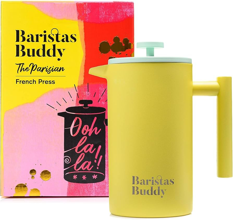 Yellow French Press Coffee Maker - Colorful, Retro And Stylish Insulated Coffee Brewer - Large Si... | Amazon (US)