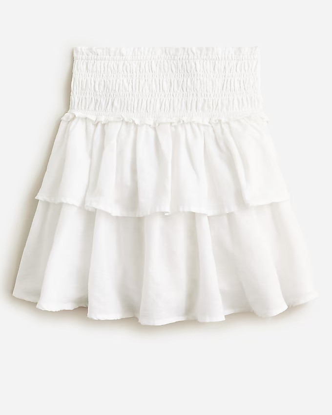 Girls' tiered smocked skirt in linen blend | J. Crew US
