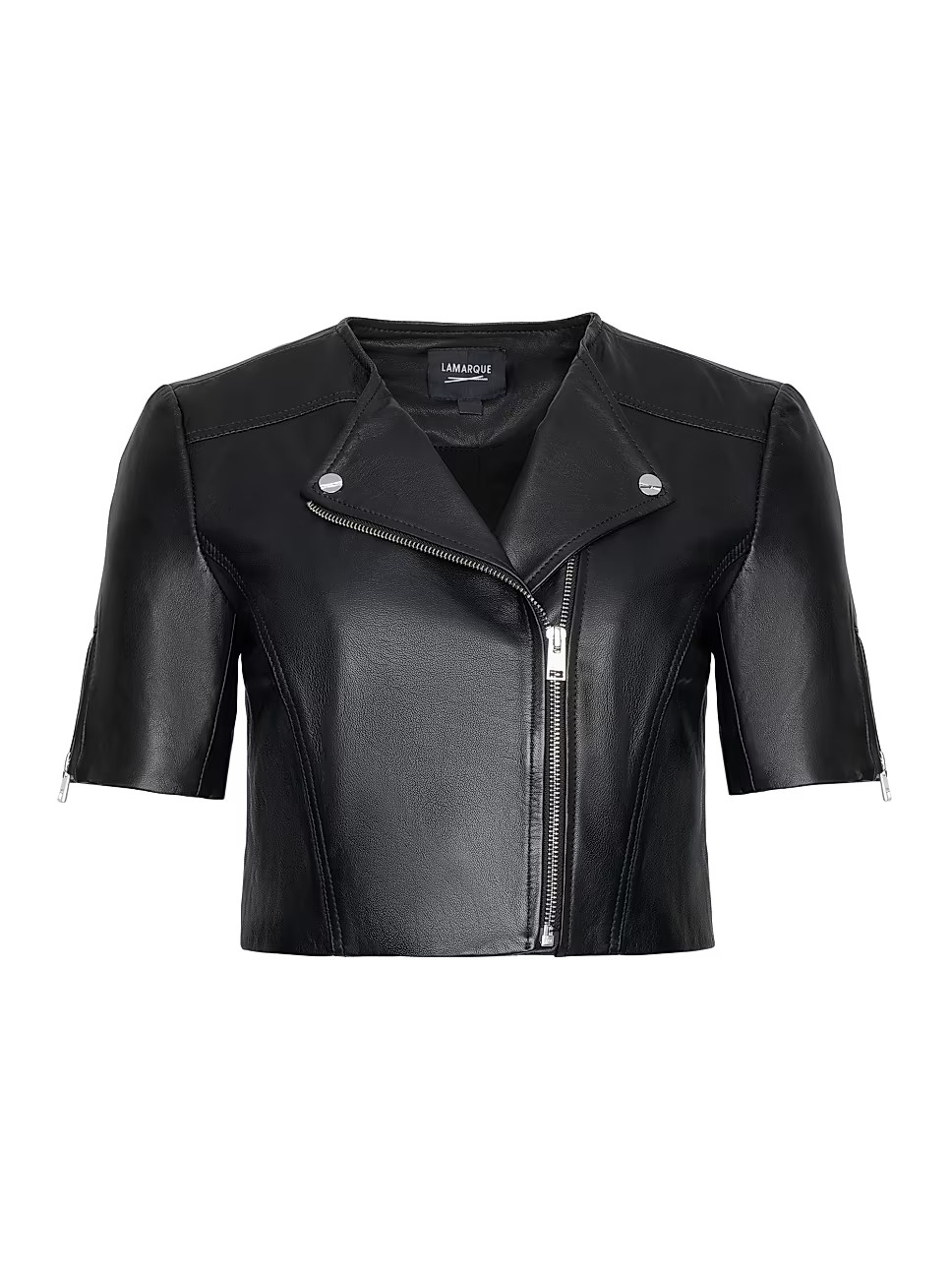 Lamarque Kirsi Short-Sleeve Leather Jacket | Saks Fifth Avenue