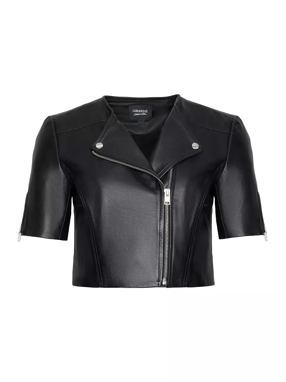 Lamarque Kirsi Short-Sleeve Leather Jacket | Saks Fifth Avenue