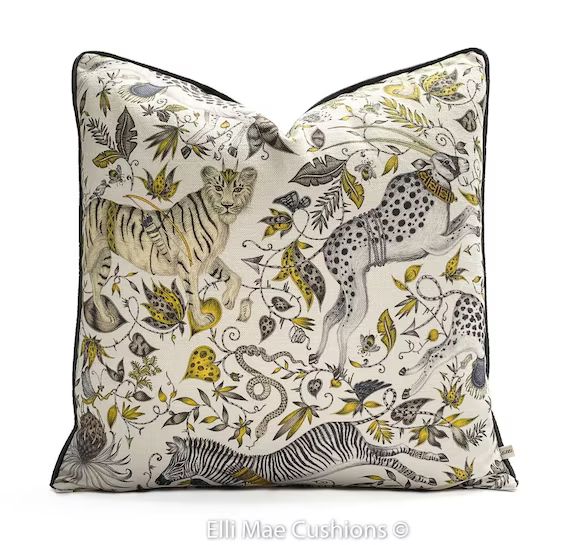 Emma Shipley for Clarke and Clarke Protea Zebra Tiger Luxury Designer Fabric Gold Cushion Pillow ... | Etsy (US)