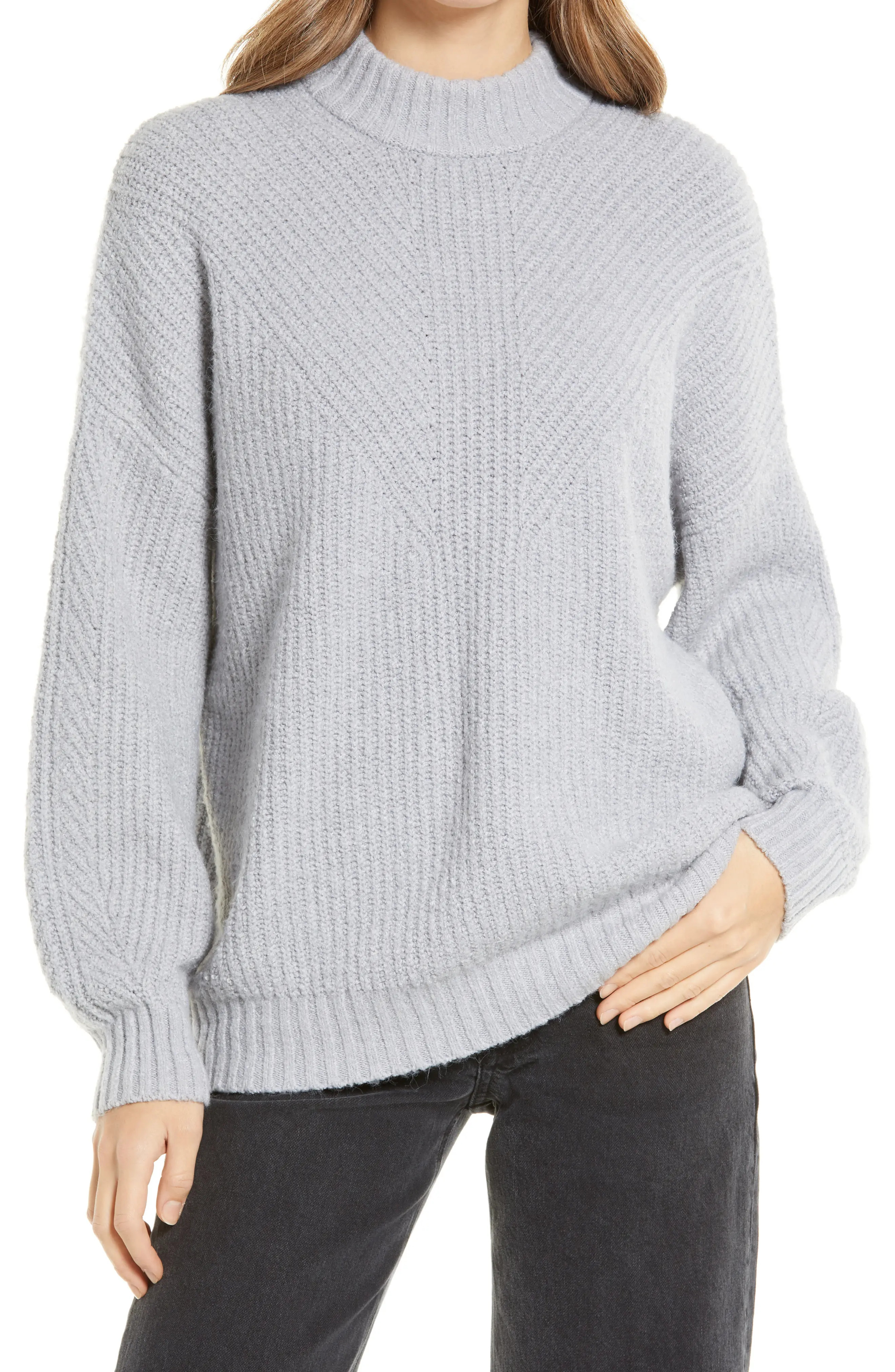 Halogen(R) Oversize Mock Neck Sweater in Grey Heather at Nordstrom, Size Xx-Small | Nordstrom