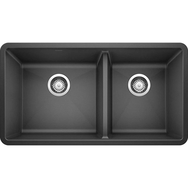 441128 Precis Silgranit 33" L x 18" W Double Basin Undermount Kitchen Sink | Wayfair North America