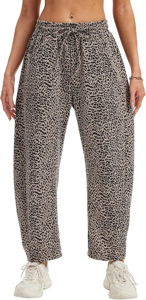 Women Barrel Sweatpants Wide Leg Palazzo Pants Baggy Lounge Sweat Pants Elastic Drawstring Jogger... | Amazon (US)