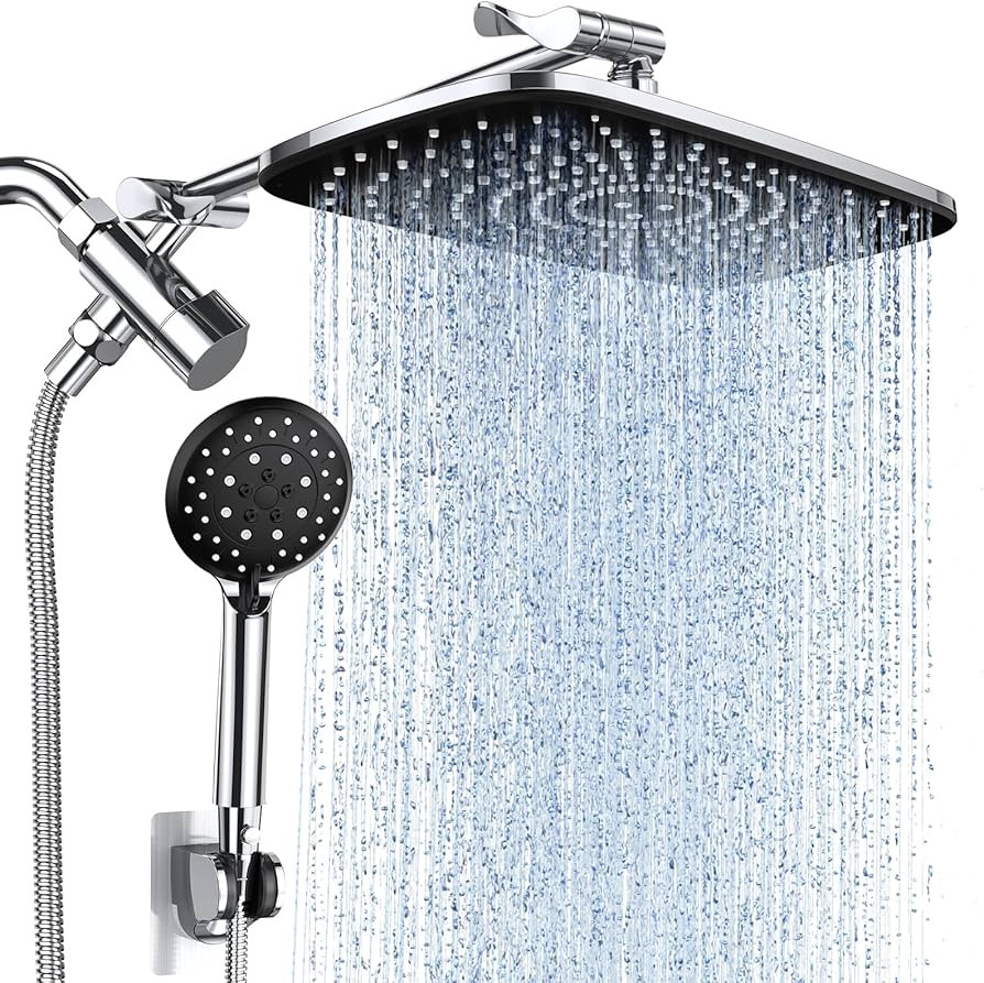 Veken High Pressure Rain Shower Head Combo with Extension Arm- Wide Showerhead with 6 Handheld Wa... | Amazon (US)