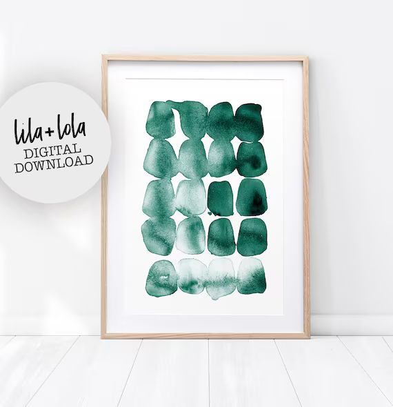 Green Print, Abstract Painting, Watercolour Wall Art, Printable Digital Download, Teal Green Deco... | Etsy (US)