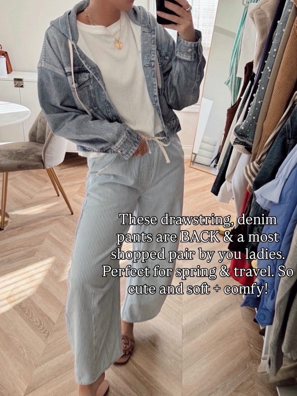 Best seller pants: My pants are RESTOCKED in all sizes! 50% off at checkout. More colors too! 🤍. Wearing a small. 

Jeans. GAP. fall outfit. Denim jacket. Tie waist denim. Spring trends. Spring outfit. 

#LTKSaleAlert #LTKSeasonal #LTKootd