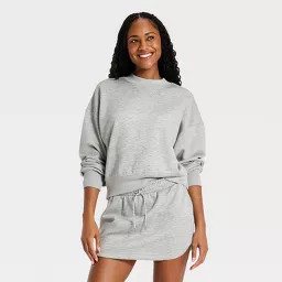 Women's Airy Sleek Pique Crewneck Sweatshirt - All In Motion\u2122 Heathered Gray XS | Target