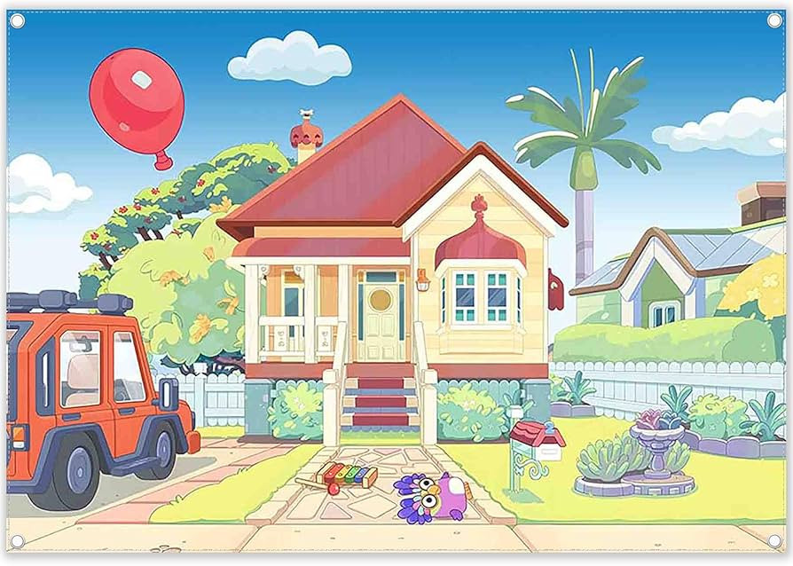 Fabric 7x5ft Cartoon Dog House Photography Backdrop Blue Sky Truck Outdoor Background Pet Party D... | Amazon (US)