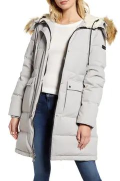 Down & Feather Puffer Coat with Faux Fur Trim | Nordstrom