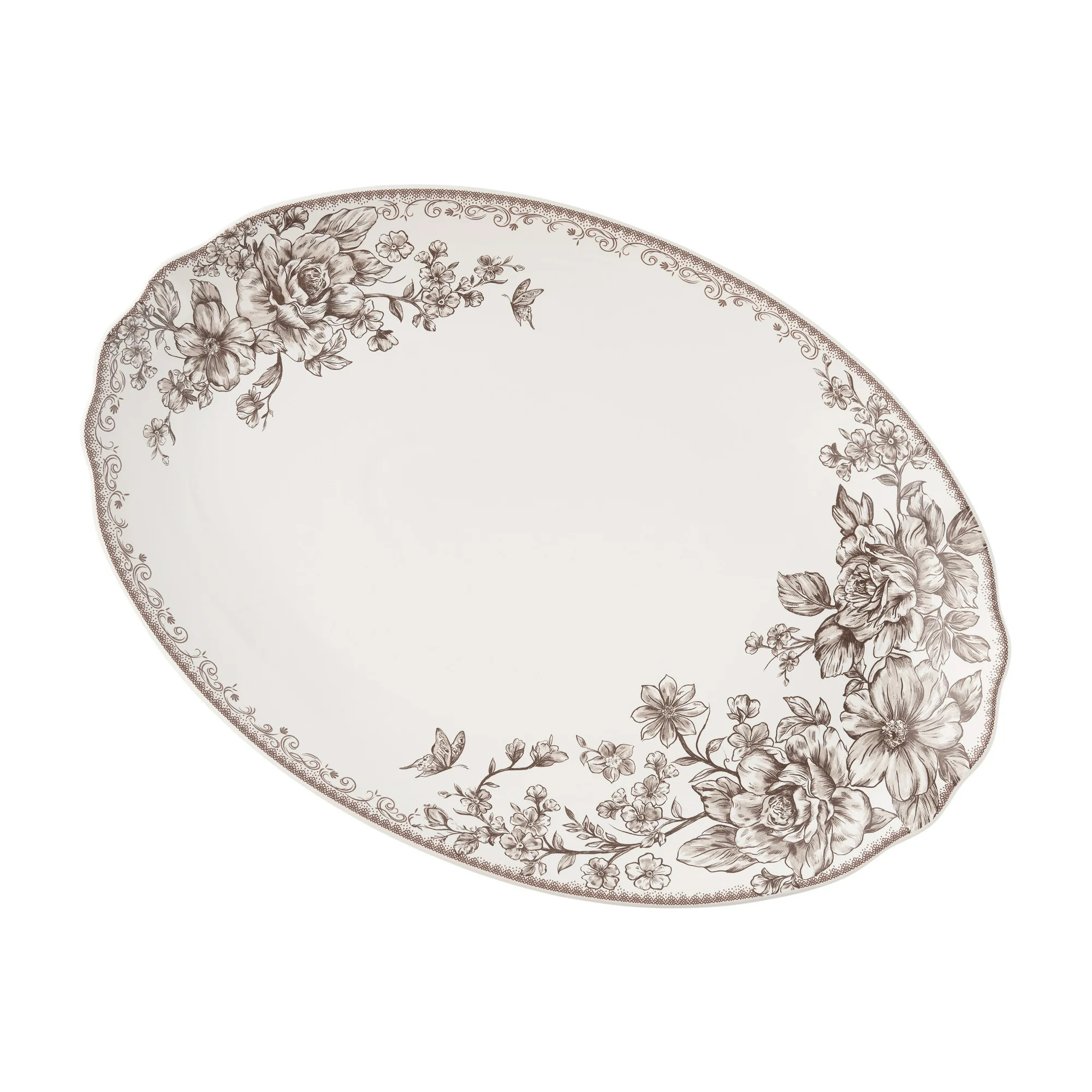 The Pioneer Woman Agatha Stoneware 16-inch Serving Platter, Brown | Walmart (US)
