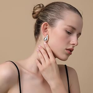 Apsvo Chunky Gold Hoop Earrings for Women, Dupes Earrings Lightweight Waterdrop Hollow Open Hoops... | Amazon (US)