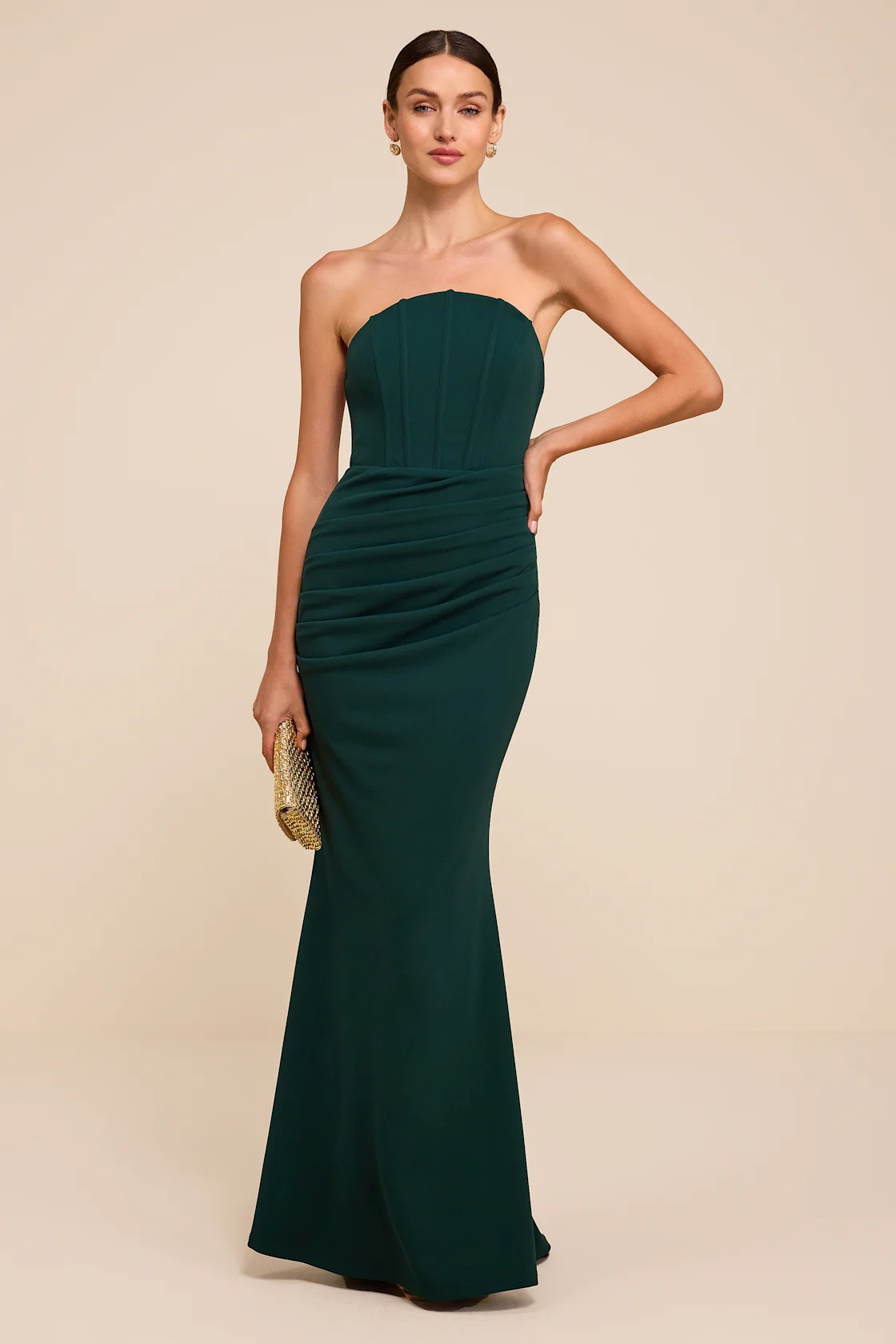 Laney Hunter Green Strapless Corset Maxi Dress | Lulus
