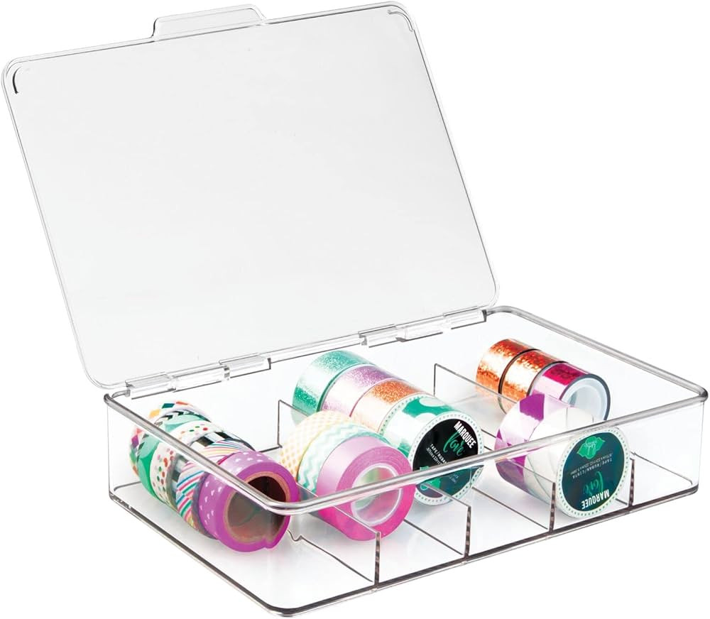mDesign Plastic Craft Room Stackable Divided Storage Organizer Box Containers, 5 Sections/Hinge L... | Amazon (US)
