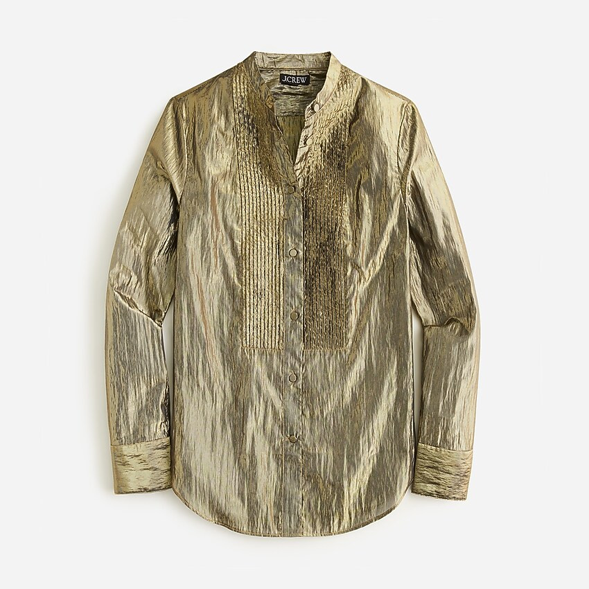 Limited-edition collection gold lamé tuxedo shirt | J. Crew US