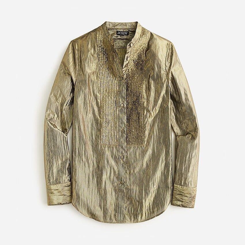 Limited-edition collection gold lamé tuxedo shirt | J.Crew US