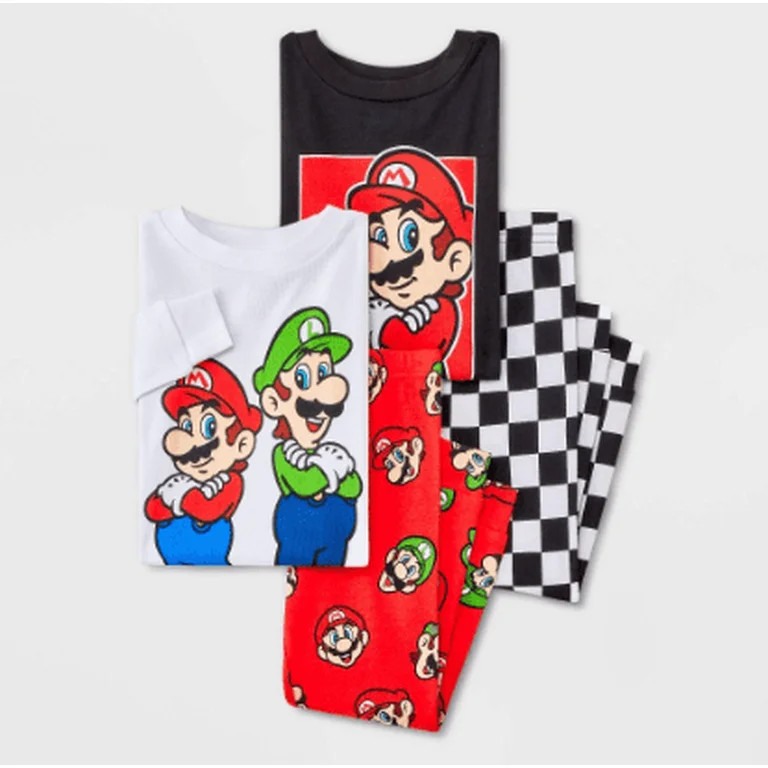 4pc Snug Fit Super Mario Cotton Pajama Set - Red 5T | Walmart (US)