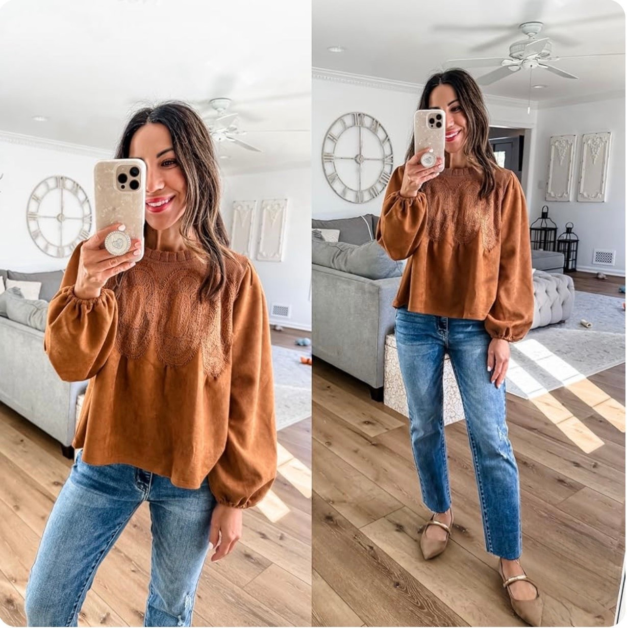 Small suede top, 25 jeans, shoe size down, Thanksgiving outfit

#LTKFindsUnder50 #LTKFindsUnder100 #LTKOver40