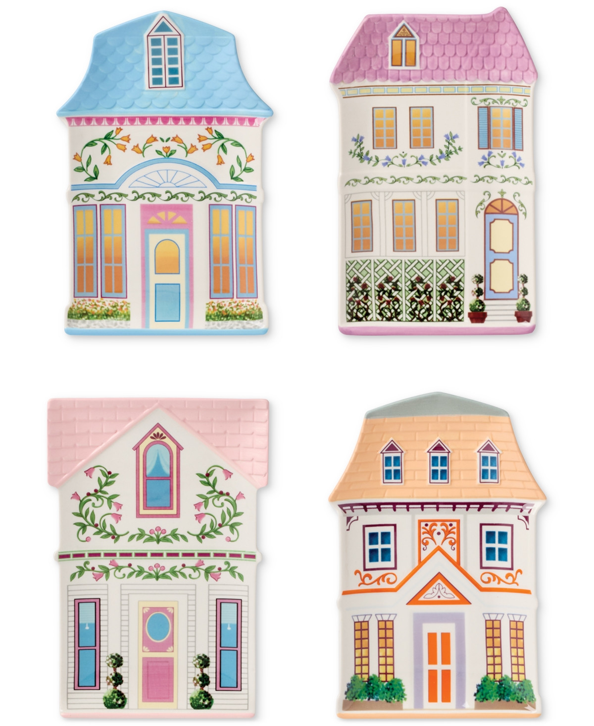 Lenox Village 2nd Edition House Accent Plates, Set of 4 - Multi | Macy's