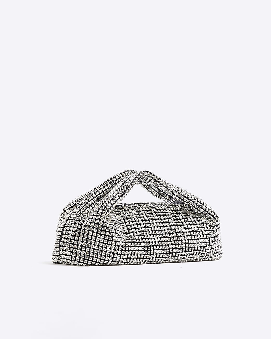 Silver Diamante Scoop Clutch Bag | River Island UK & IE