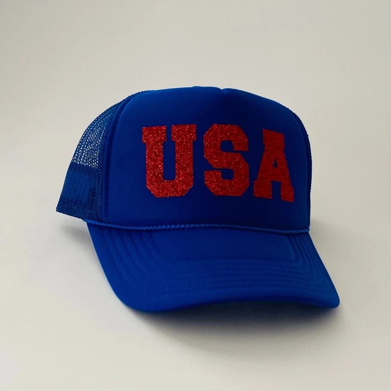 USA Trucker Hat, Red White and Blue Foam Front Trucker Hat, 4th of July, Merica, 4th of July Base... | Etsy (US)