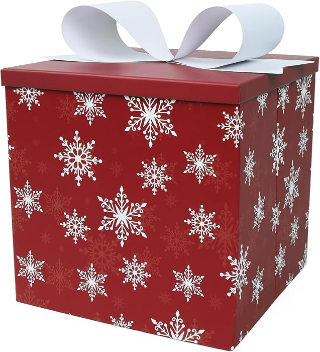 BIOBROWN Medium Christmas Gift Boxes with Lids for Presents, 9x9x9 Inches Snowflake Design Collap... | Amazon (US)