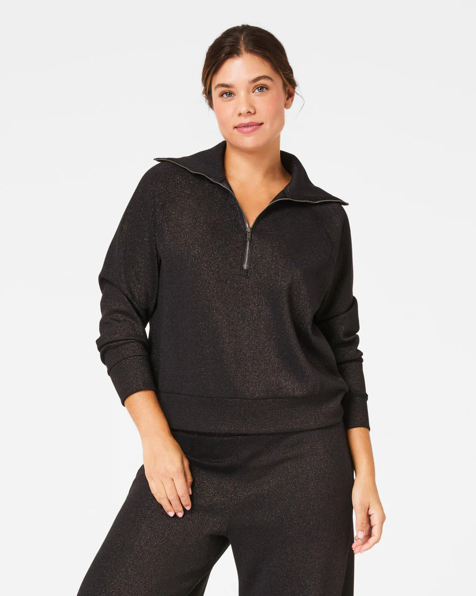 Spanx Women's AirEssentials Half Zip with Shimmer Top | Spanx