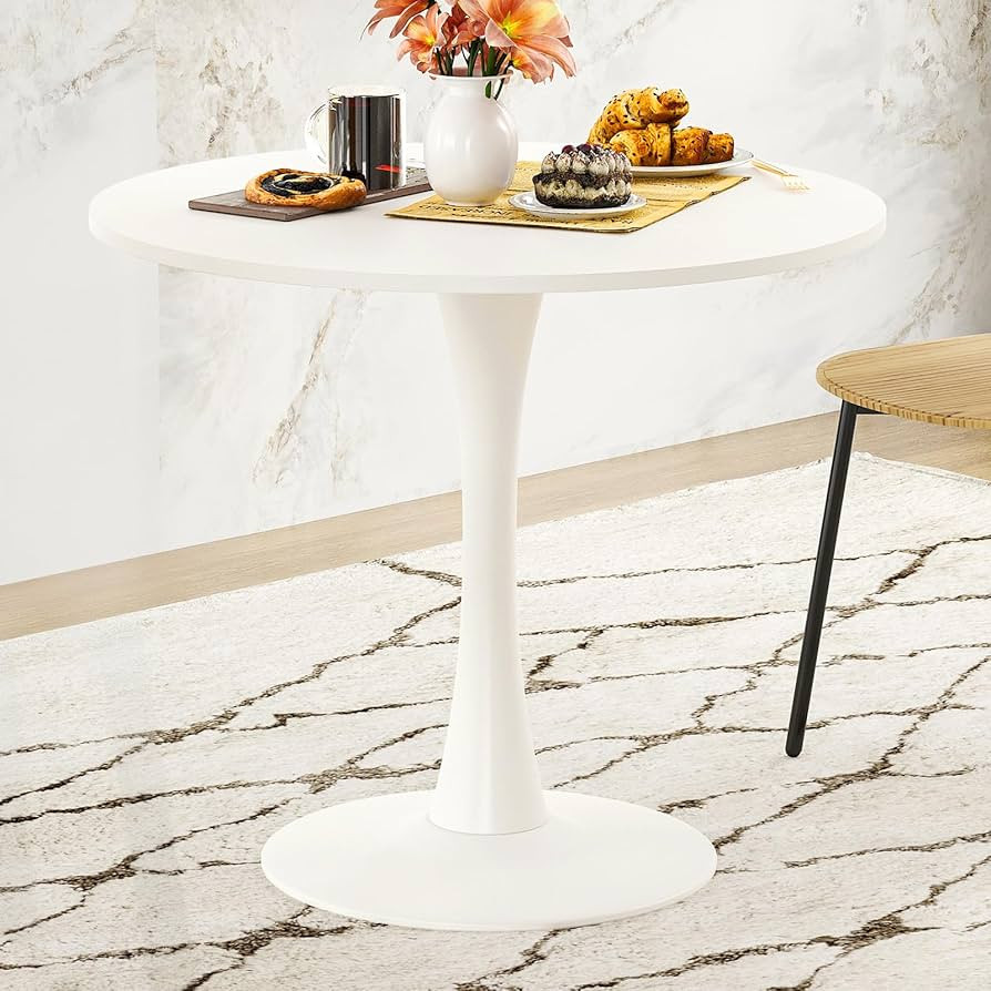 STARY 31.5" Small Round Dining Tulip Table Seats Up to 2-4 People,Wood Tabletop with Metal Pedest... | Amazon (US)