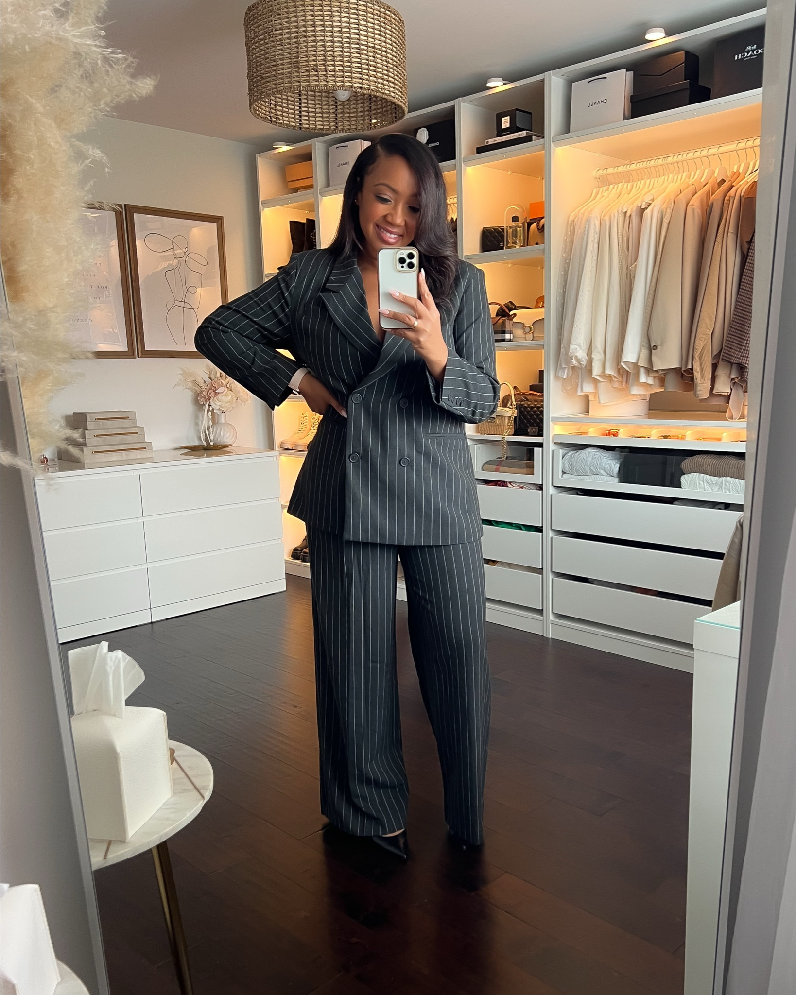 Did someone say Walmart?! Pants or Skirt? Whichever your vibe, this striped set is so nice and the quality is amazing! The blazer runs oversized but I kept my true size Large. Pants and skirt are true to size and also wearing a Large. And the pants are tall girl friendly! 

#LTKFindsUnder50 #LTKTall