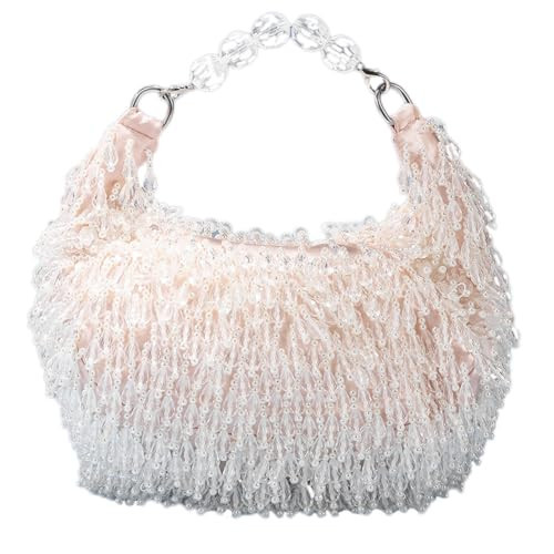 Small Pearl Beaded Purse for Women Summer Vacation Top Handle Purses Luxury Pearl Evening Bag Handmade Beaded Handbag | Amazon (US)