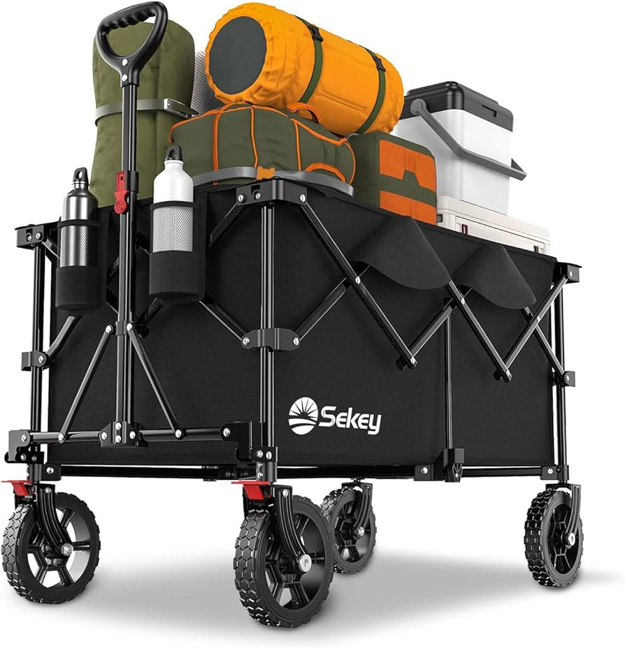 Amazon.com: Sekey 220L Collapsible Foldable Wagon with 330lbs Weight Capacity, Heavy Duty Folding... | Amazon (US)