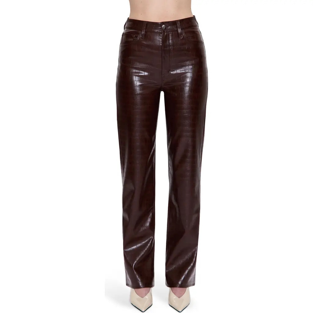 Pistola Cassie Embossed Faux Leather Flare Pants in Tobacco Croc at Nordstrom, Size 31 | Nordstrom
