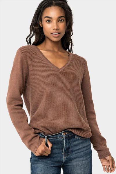 V-Neck Ribbed Relaxed Sweater | Gibson