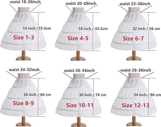Girls' 1 2 3 Hoops Petticoat Full Slips Flower Girls Crinoline Skirts Ball Gowns 1-12 Year Old | Amazon (US)