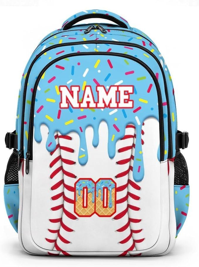 Personalized Kids Backpack for Boys Girls Baseball Lovers, 17" Custom Baseball Drip Bookbag for S... | Amazon (US)