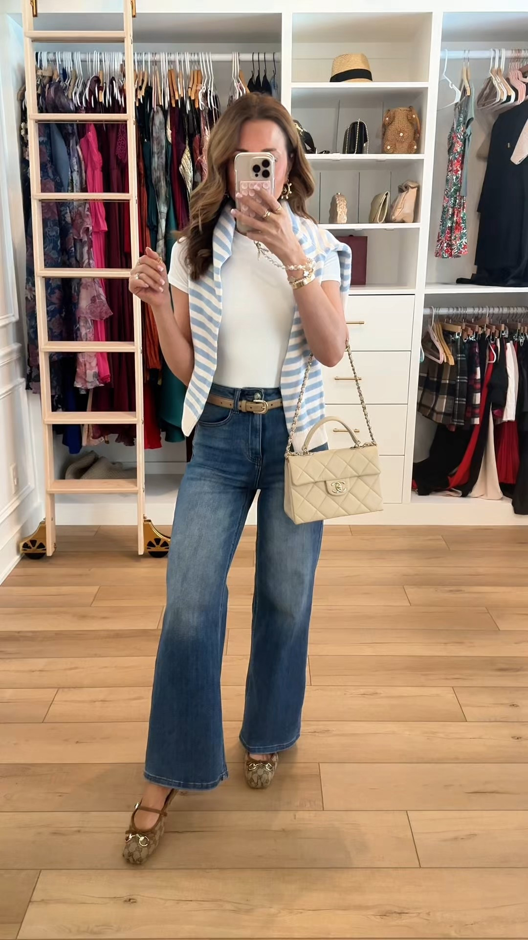 Amazon stretchy wide leg jeans with tummy control in size 24, inseam is 29” and I am 5’3. Target striped sweater in XS. Seamless bodysuit in XS. Gucci ballet flats are TTS. Spring outfit. Every day outfit. Elevated casual outfit. Mom outfit. My outfit of the day.

#LTKootd #LTKmomlife #LTKPetite
