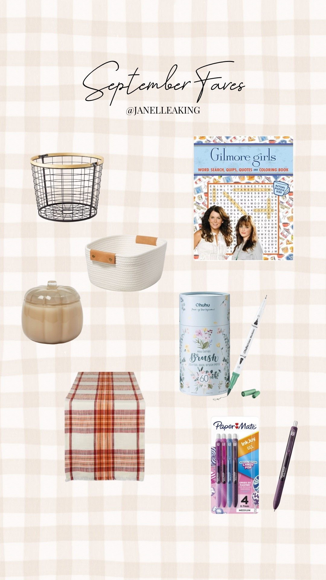 It’s the end of the month! Let’s talk about my monthly favorites. ✨

September marks the beginning Gilmore Girl rewatch season (IYKYK). I love curling up in the bed or couch with my Gilmore Girls Wordsearch Coloring Book and markers and then finishing off the night journaling with my Papermate Ink Joy pens, documenting my daily joys.

Fall decorating has also commenced this month! 🍂 I love this Vanilla Pumpkin candle from Target, and my table runner. I found mine at Kirkland’s, but this one is similar.

I also spent this month organizing my laundry room. I love using this wide basket to hold wet cleaning rags and towels along with our dirty O-Cedar mop heads. When the mop heads are clean, I love storing them in this rope Brightroom basket. 

#LTKSeasonal #LTKHome