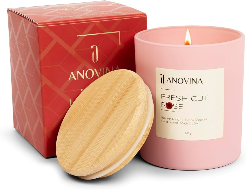 Anovina Rose Scented Soy Candles with Gift Box.  Non-Toxic Candles for Home, Candle Gifts for Wo... | Amazon (US)