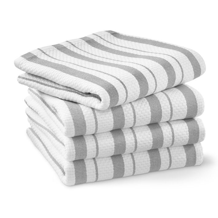 Williams Sonoma Classic Stripe Towels, Set of 4, Drizzle Grey | Williams-Sonoma