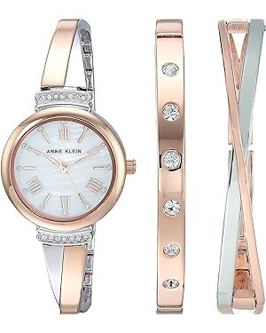 Anne Klein Women's Premium Crystal Accented Bangle Watch Set, AK/2245 | Amazon (US)