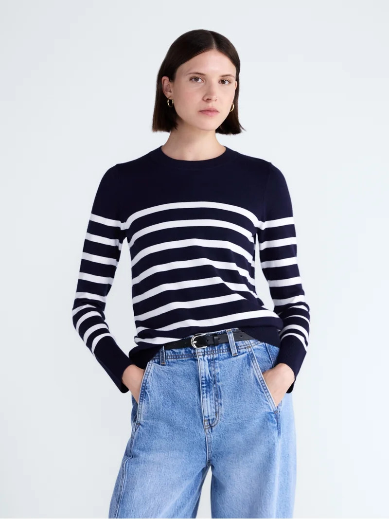 Free Assembly Women's and Women's Plus Cozy Yarn Crewneck Sweater, Midweight, Sizes XS-4X | Walmart (US)