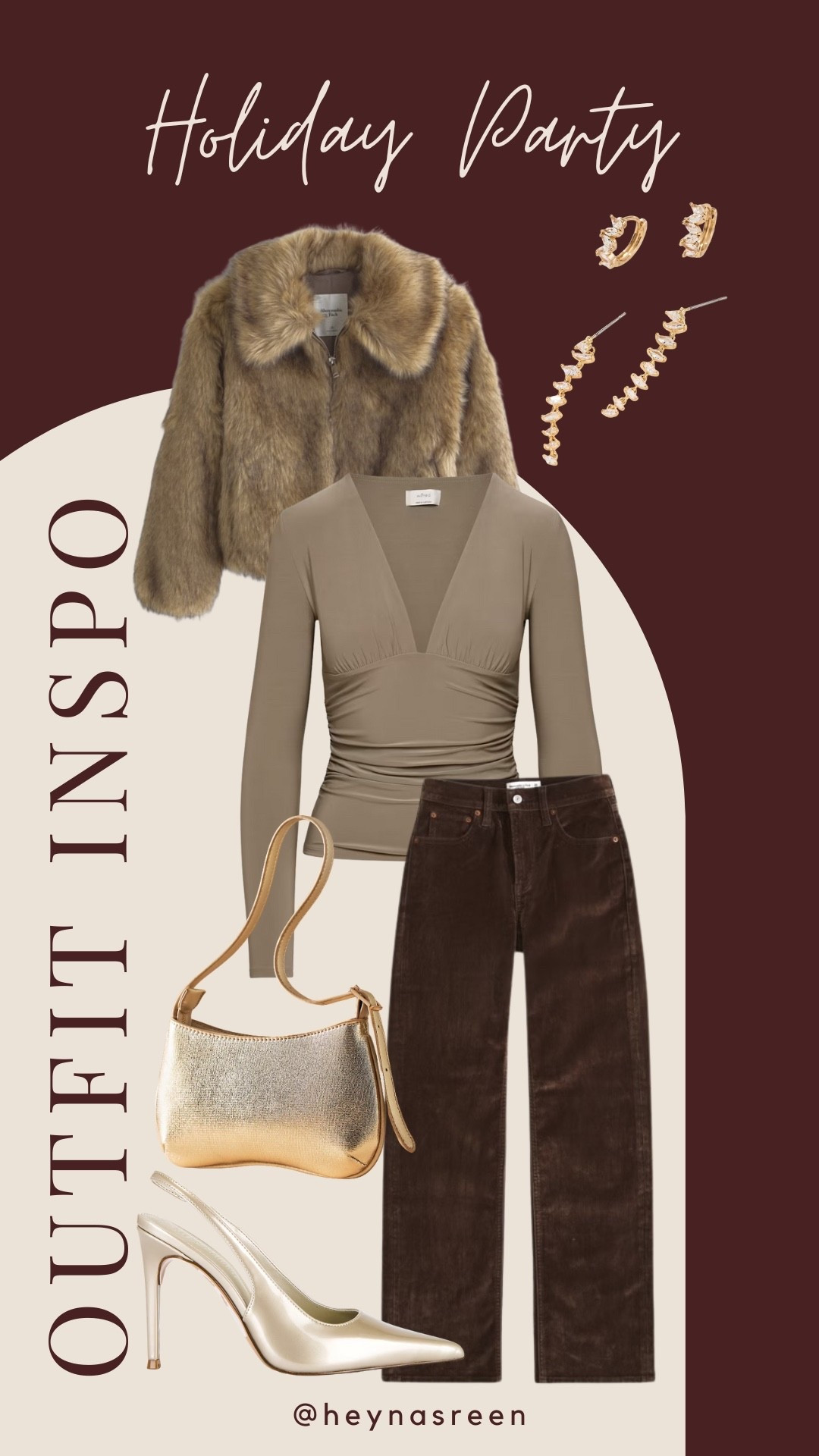 Outfit inspo holiday party: this would be so cute for a girls night! I’m loving the chocolate brown and tan mix! 