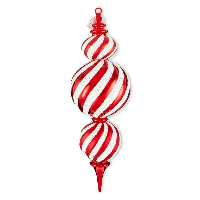 Red and White Jumbo Shatterproof Finial Christmas Ornament, 24", by Holiday Time - Walmart.com | Walmart (US)