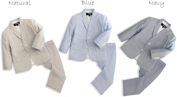 Boys Seersucker Pinstripe 2 Button Jacket and Pants Suit Set | Etsy | Etsy (US)