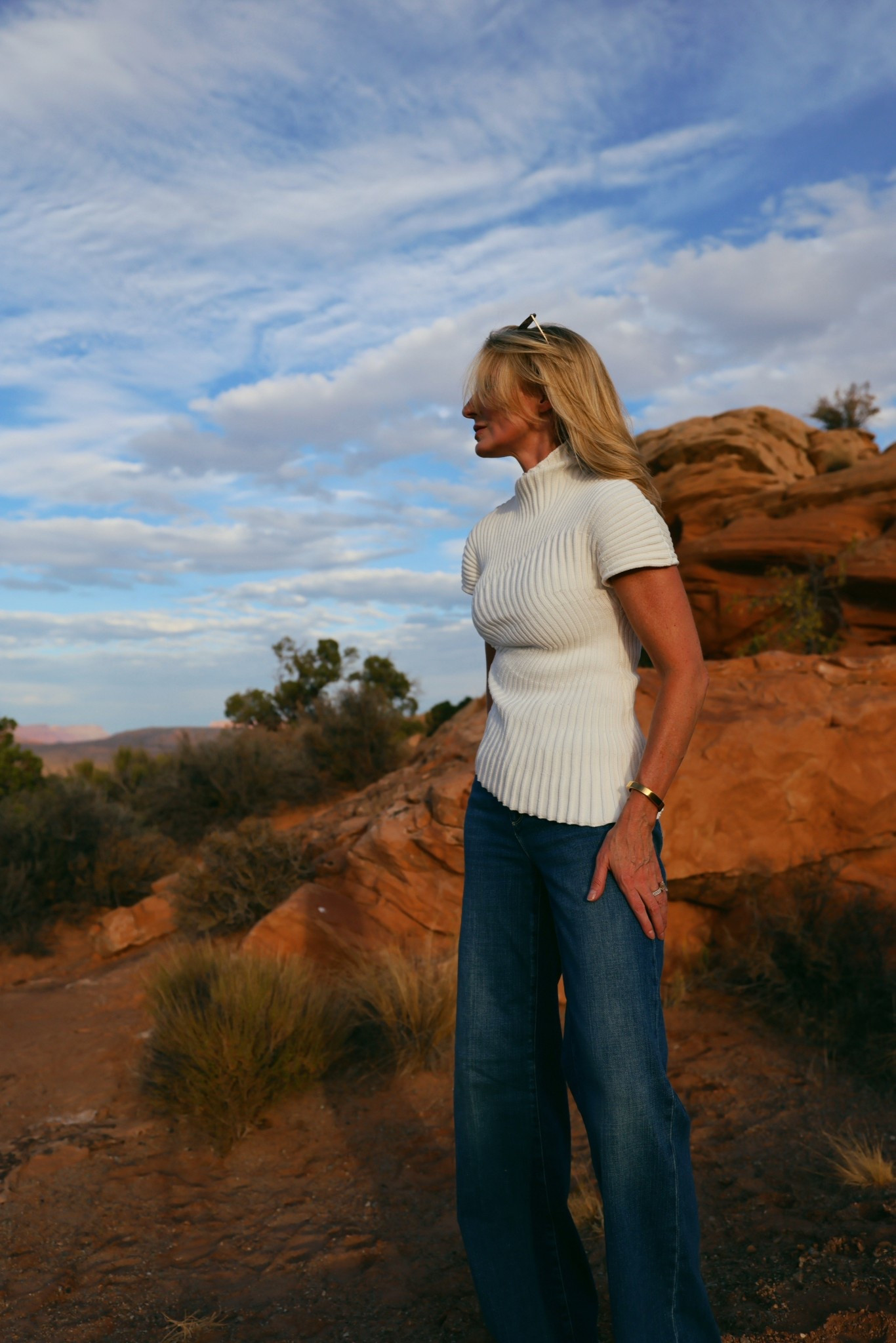 Simple, yet elegantly detailed white top and wide leg jeans make for a perfect outfit all year round. If it’s cold, throw on a leather jacket and you’re set. 

#LTKootd #LTKSeasonal #LTKOver40