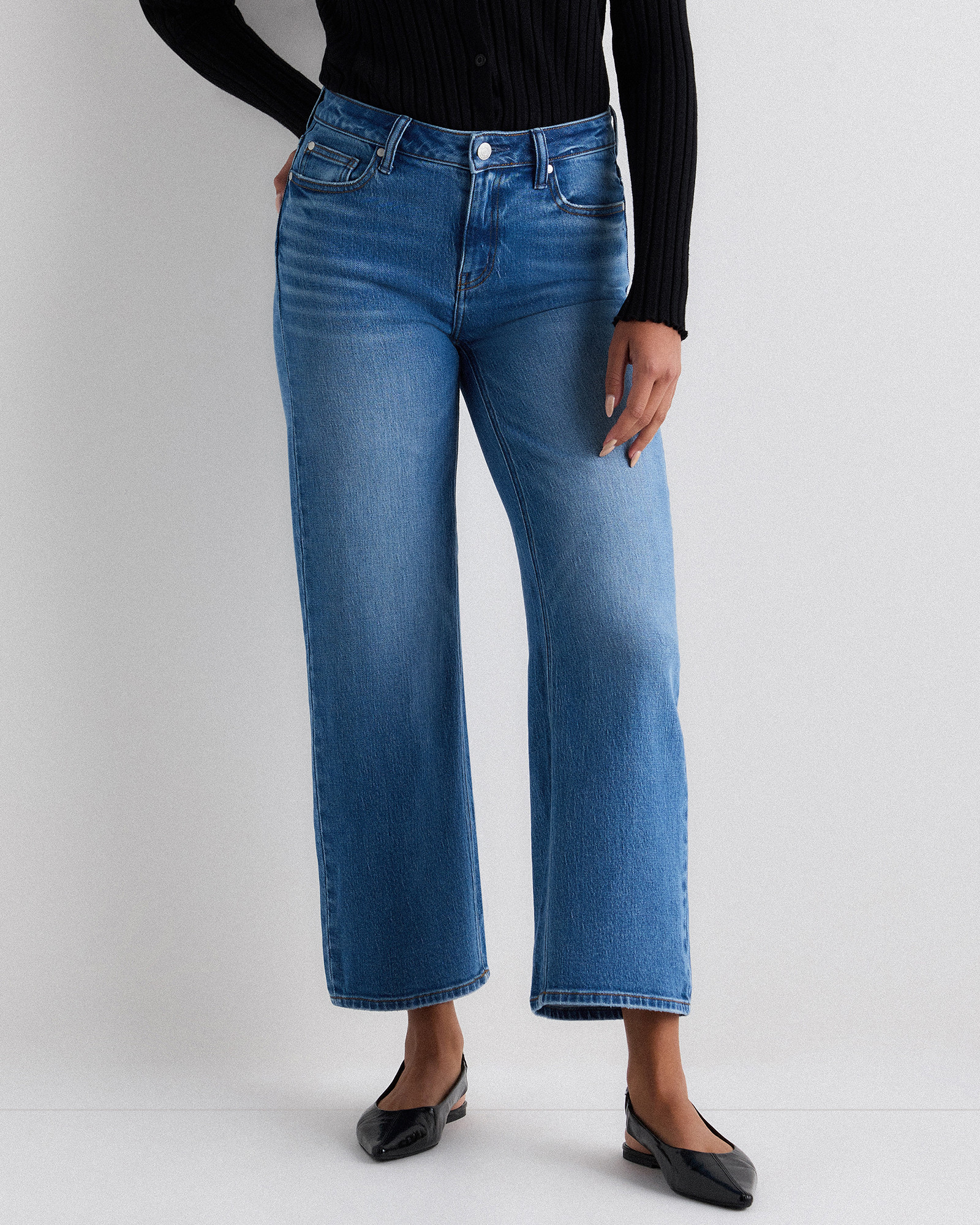 Quince | Women's Luna Stretch Relaxed Straight Jeans in Atlantic Blue, Size 29, Organic Cotton | Quince